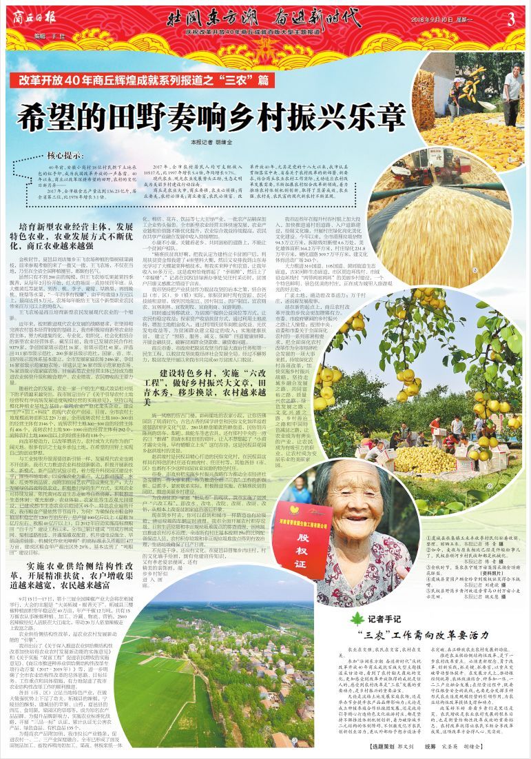 激动人心:【商丘改革开放40年辉煌成就系列报道“三农”篇】希望场奏响乡村振兴乐章(图1)