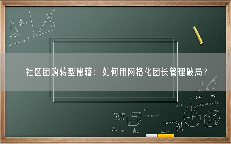 社区团购转型秘籍:如何用网格化团长管理破局?